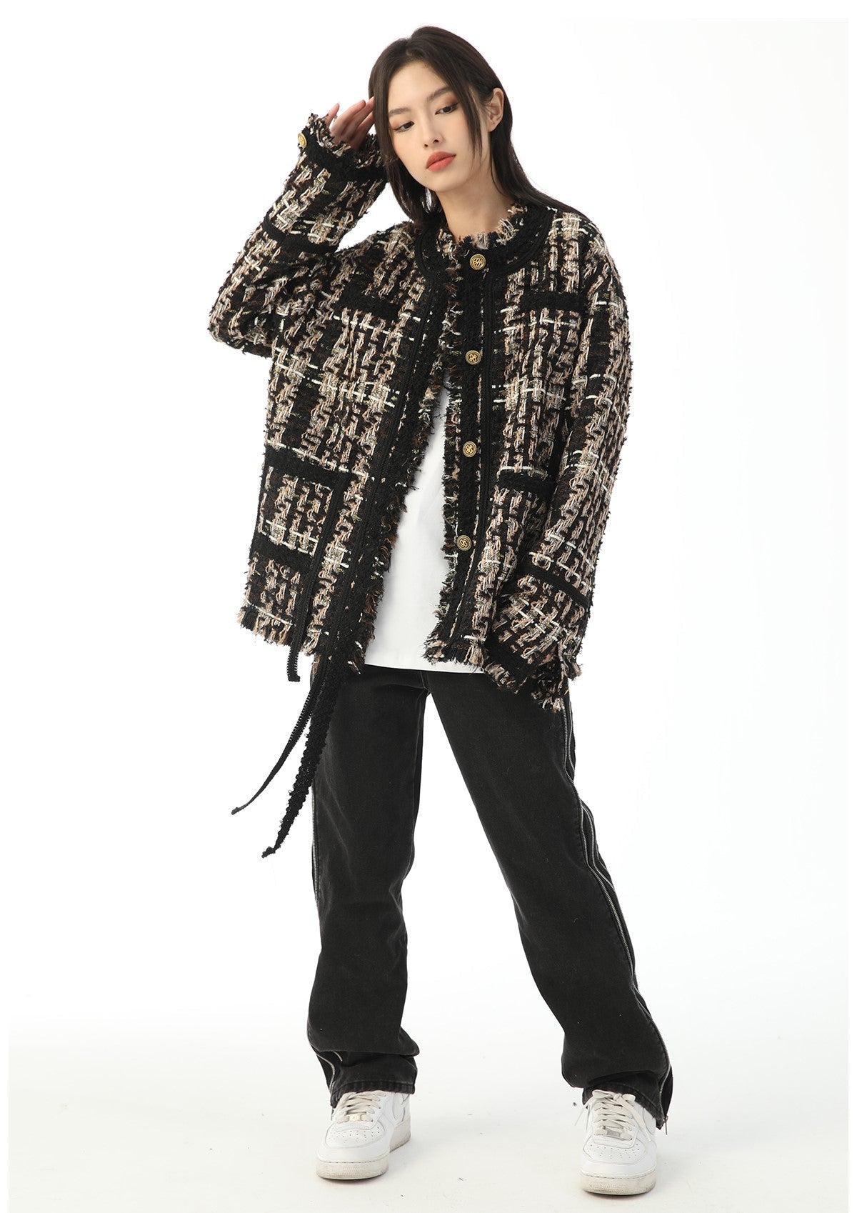 King Prince Vintage Plaid Tweed Jacket