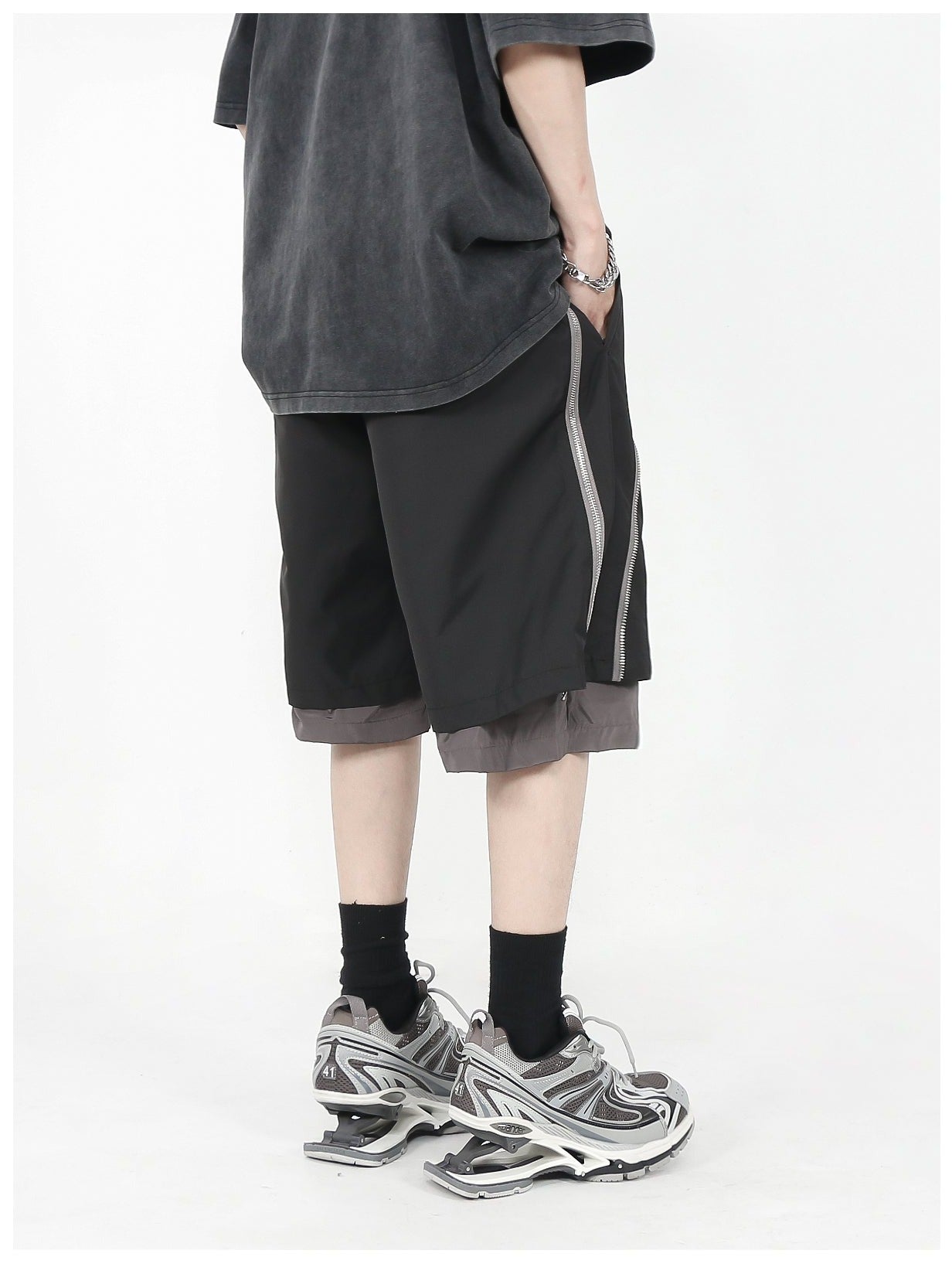 MRNEARLY Multi-Layered Zip Shorts