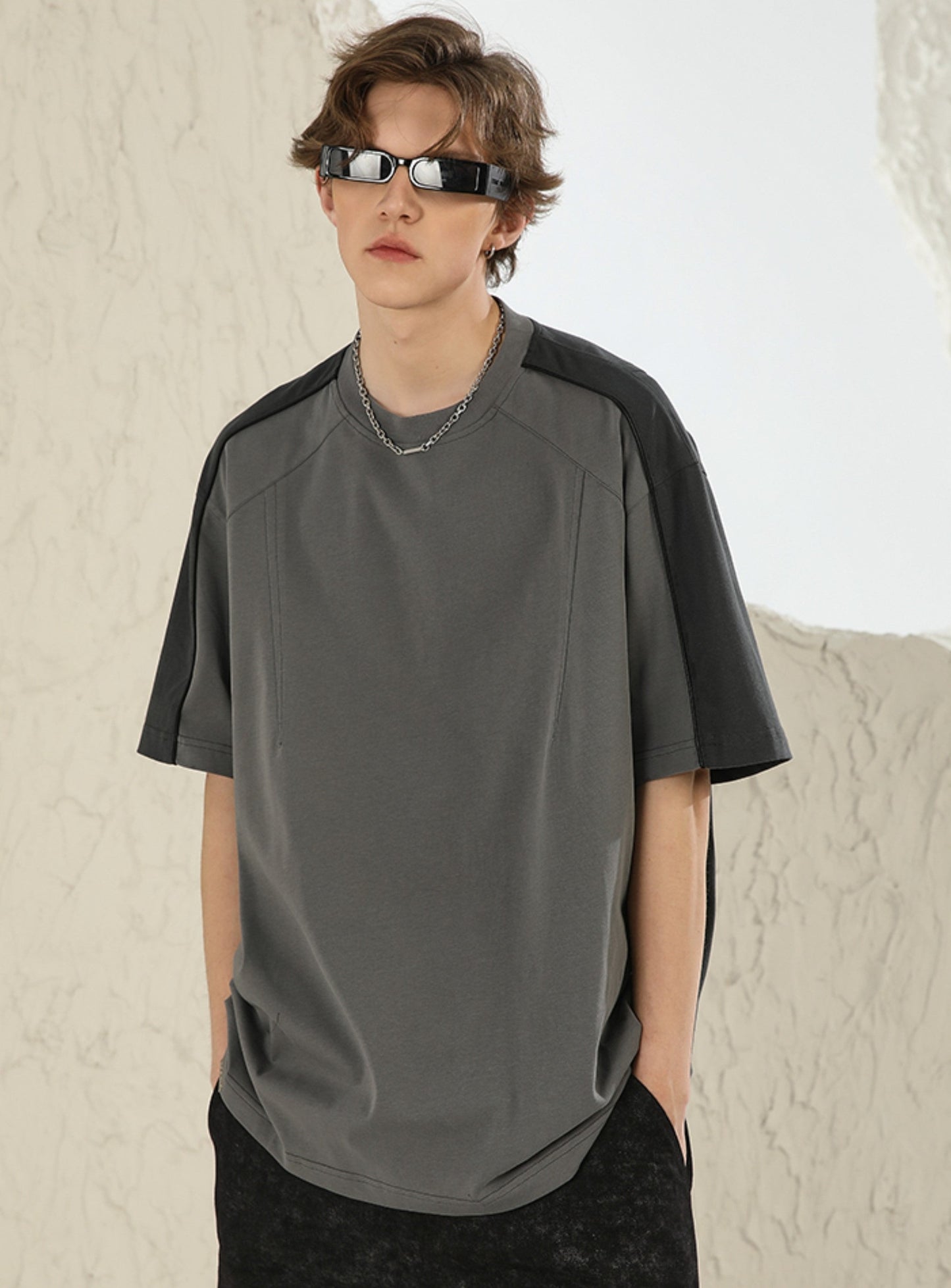 NOSAW Color Block Spliced T-Shirt