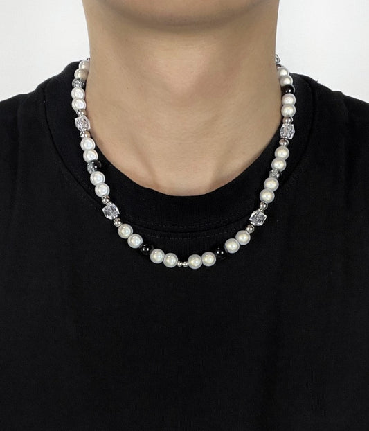 MINBIN Elegant Monochrome Pearl Necklace