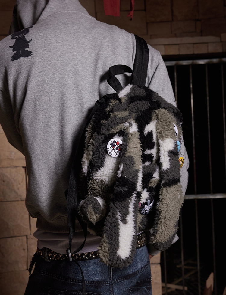DND4DES Camouflage Rabbit Fur Backpack