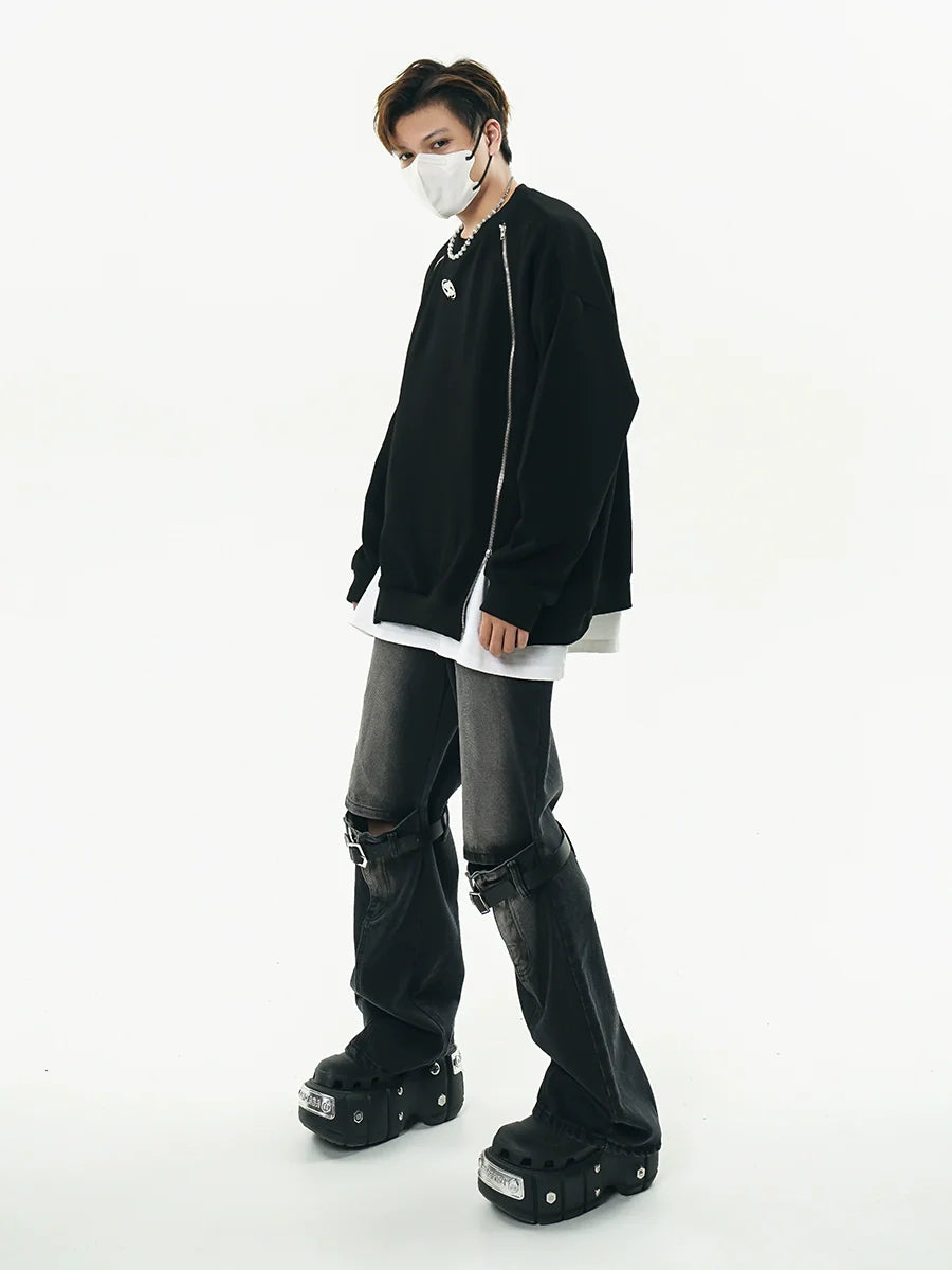 GCINIM Distressed Buckle-Knee Denim