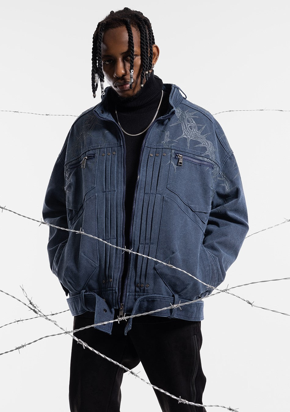 JHYQ Heavyweight Jacket with Embossed Thorn Design