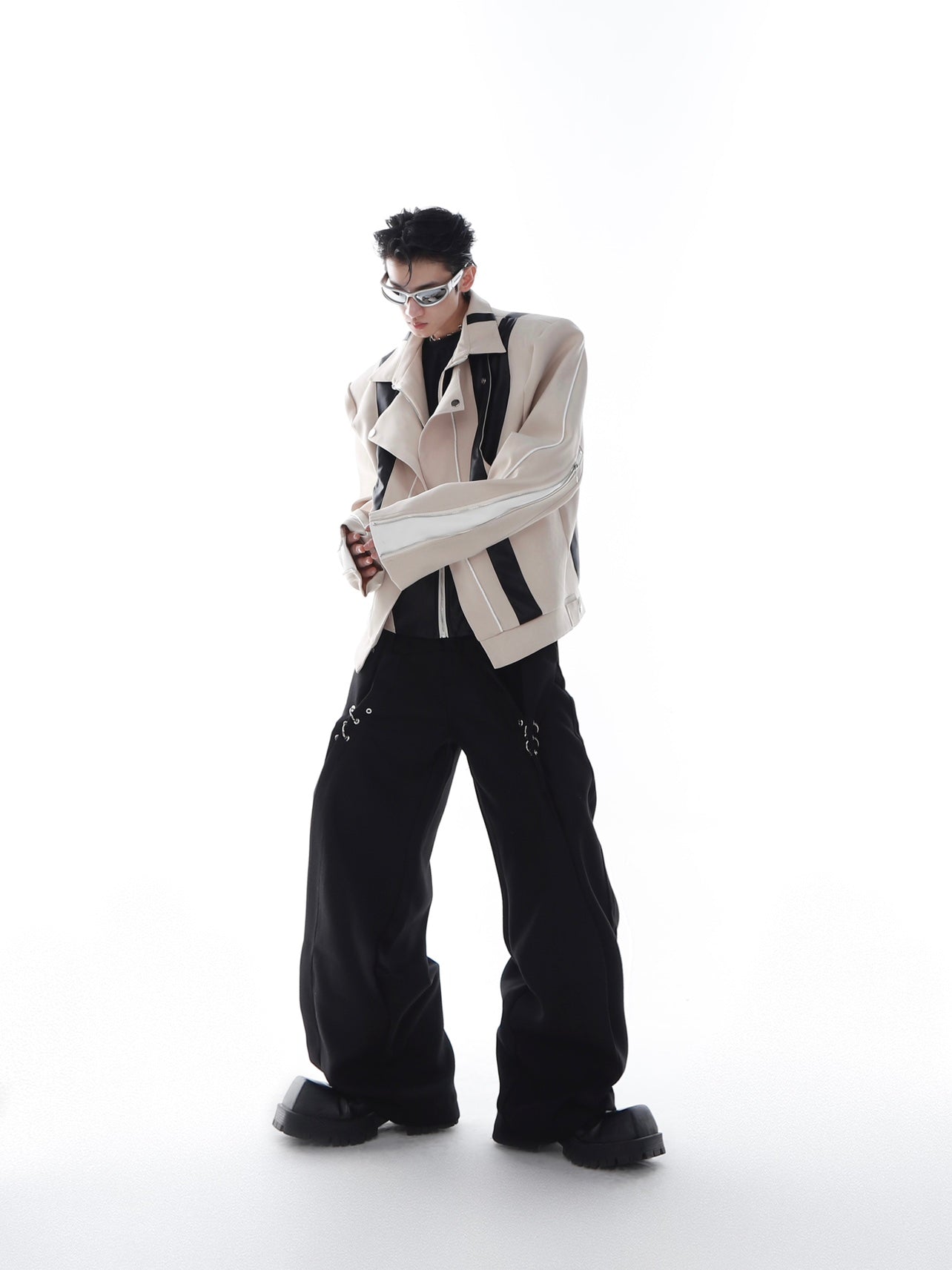 CulturE Contrast-Panel Biker Jacket