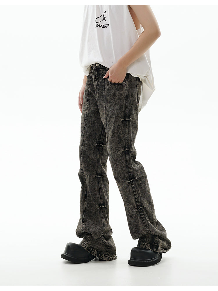 GCINIM Acid Wash Panel Jeans