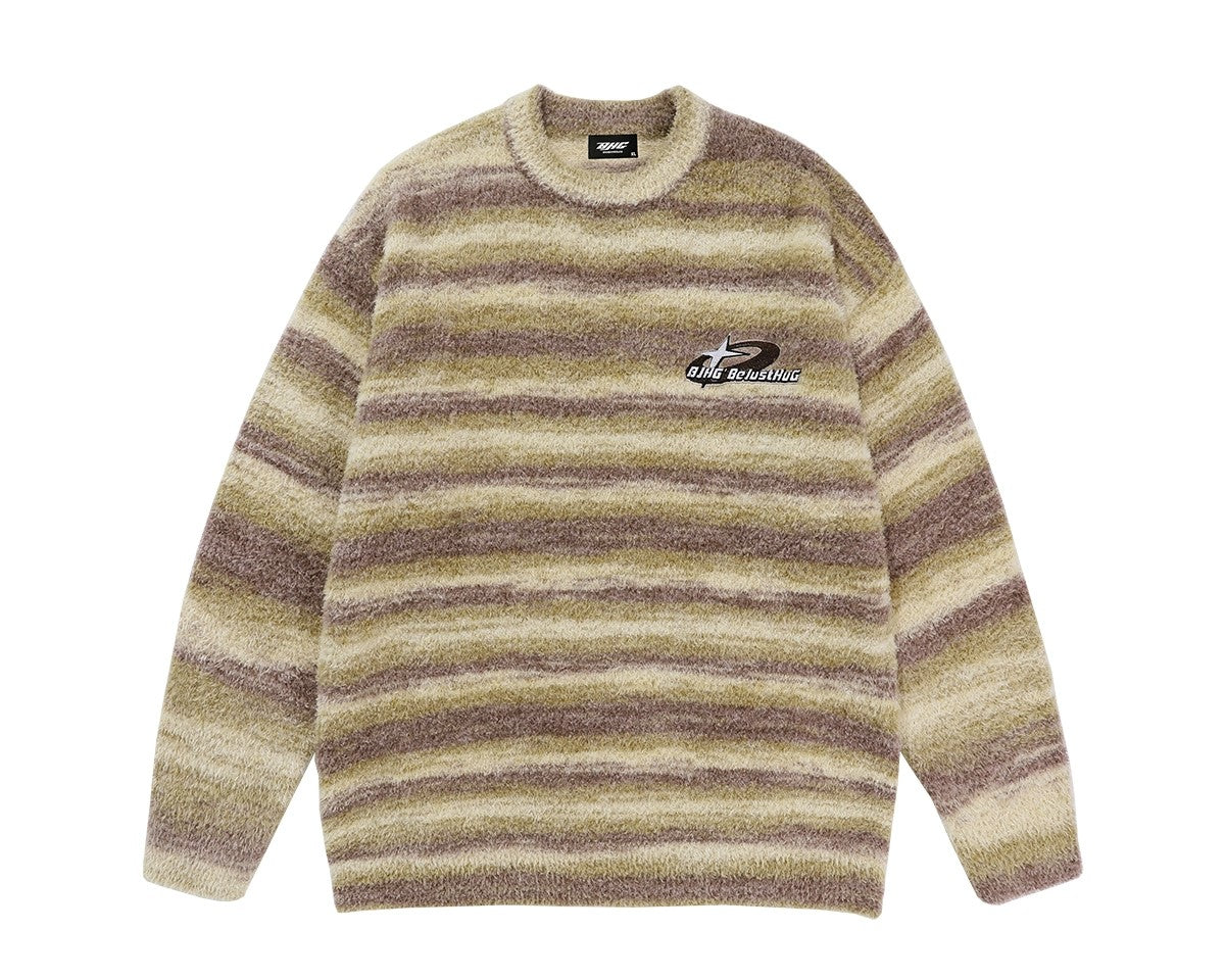 BJHG Striped Sweater with Contrast Paint Design