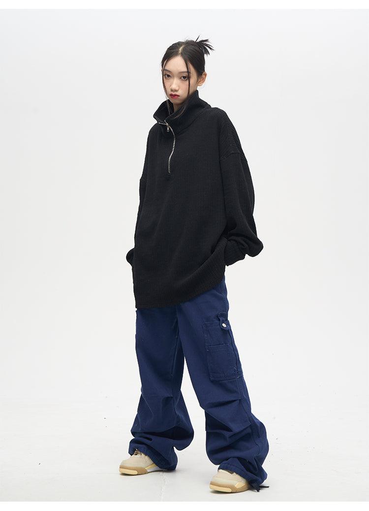 77F7GHT Ribbed Fleece Jacket with Quarter Zip