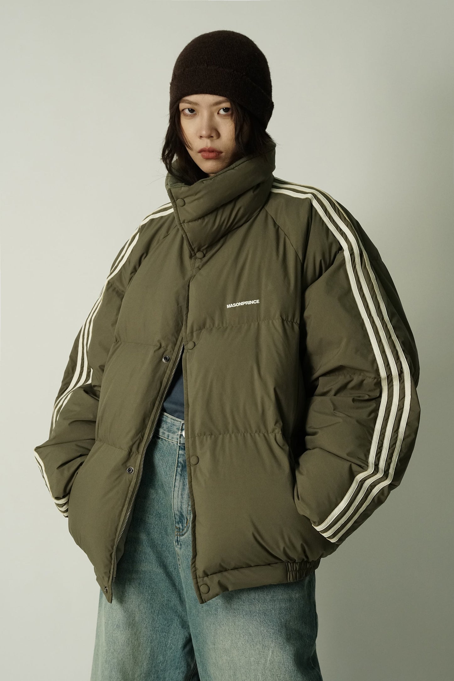 MASONPRINCE Striped Puffer Coat