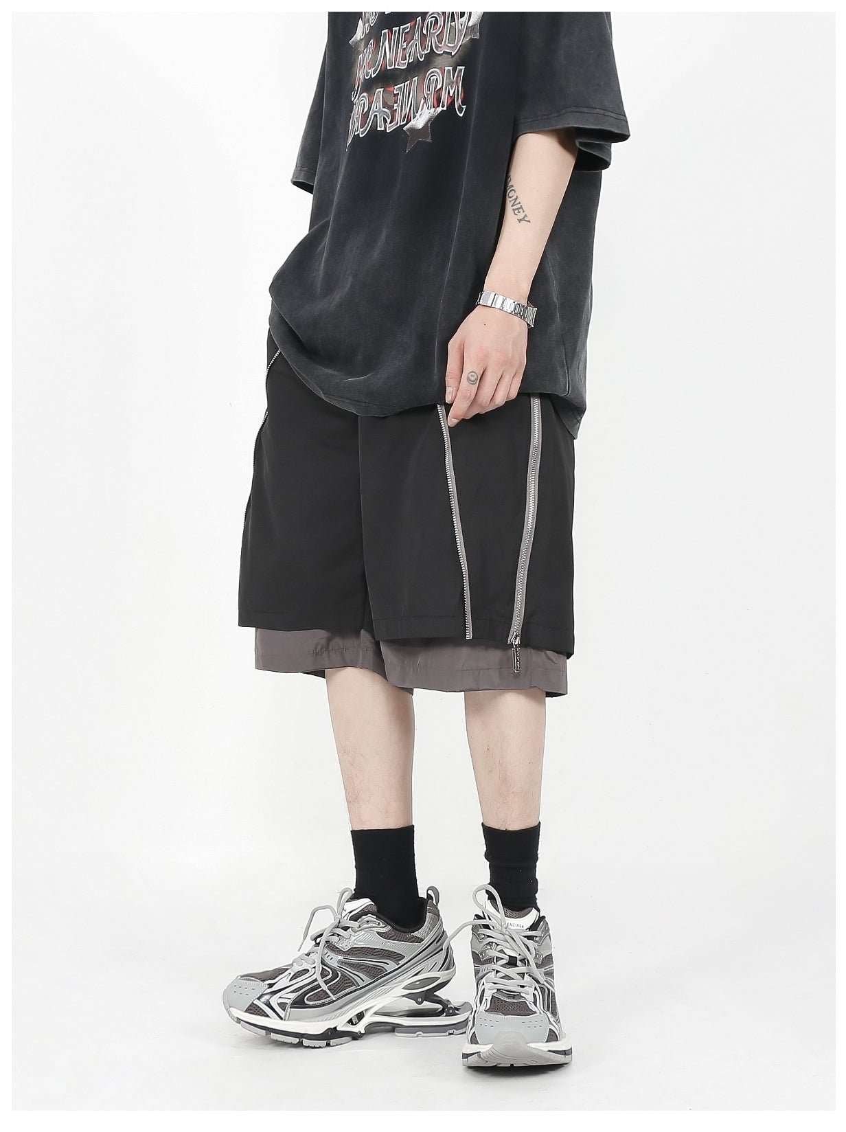 MRNEARLY Multi-Layered Zip Shorts