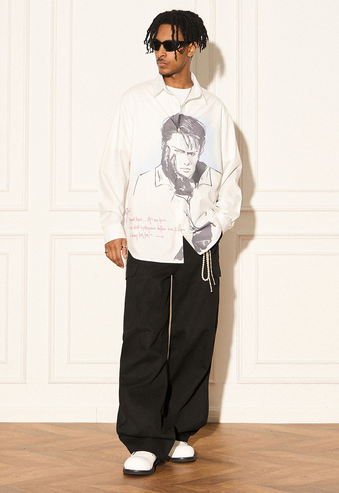 Reverse Irony Long Sleeve Button-Up Portrait Shirt