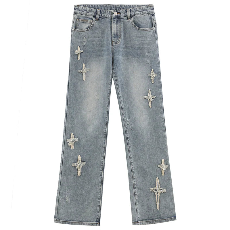ICONSLAB Distressed Spike Denim Jeans
