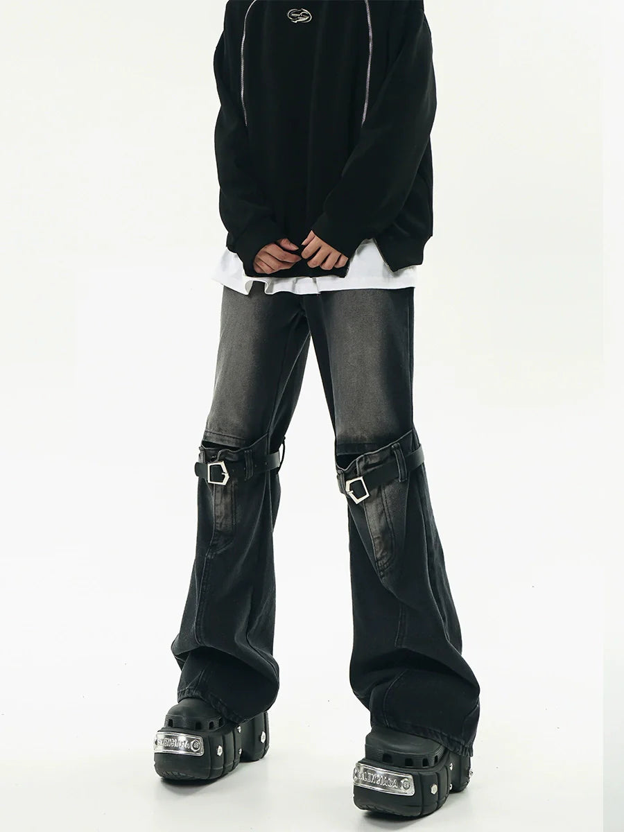 GCINIM Distressed Buckle-Knee Denim