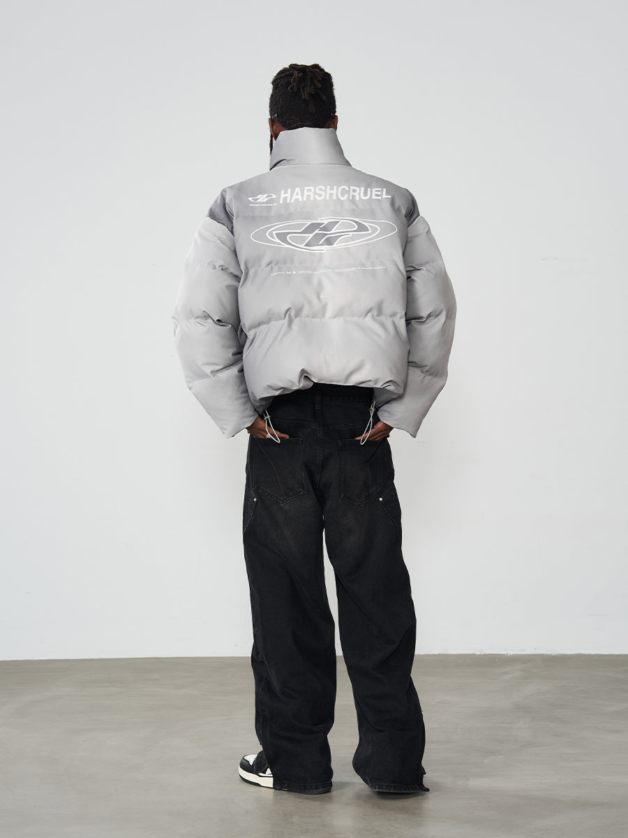 Edgy Silver-Tone Puffer Jacket