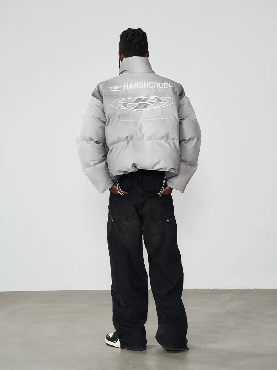 Edgy Silver-Tone Puffer Jacket