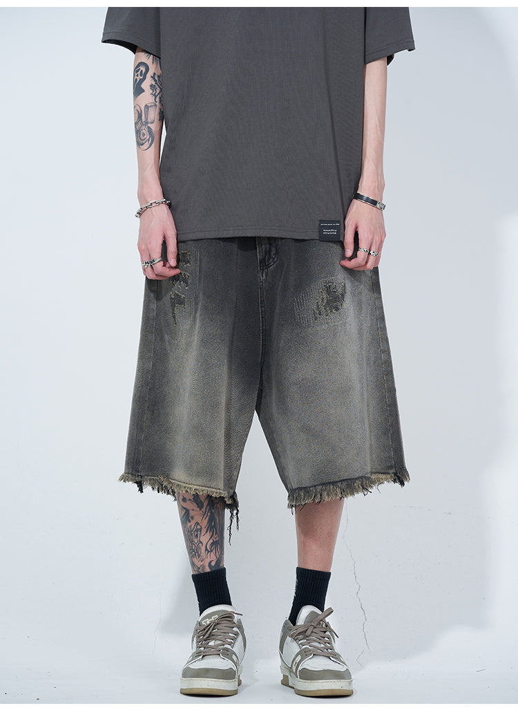 WLNEXT Retro Frayed Hem Denim Shorts