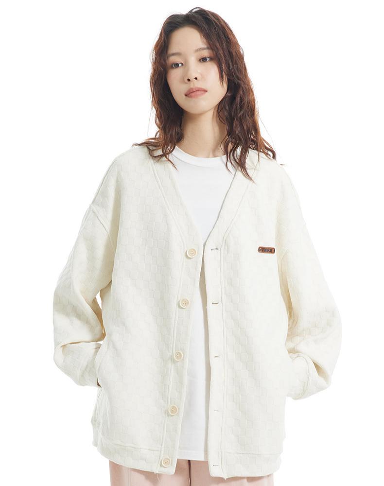 Textured Check Knit Cardigan by INRM