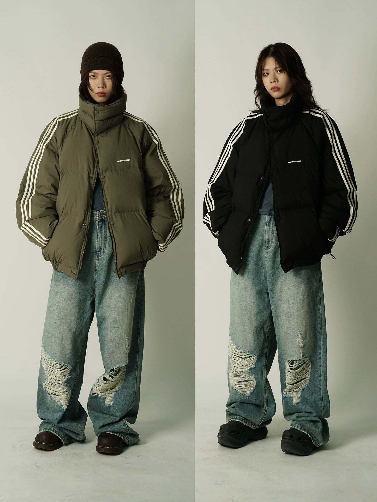 MASONPRINCE Striped Puffer Coat