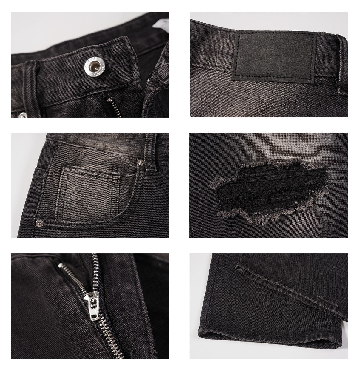 MRNEARLY Distressed Vintage Wash Denim Jeans