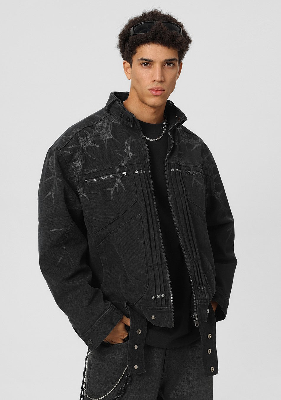 JHYQ Heavyweight Jacket with Embossed Thorn Design