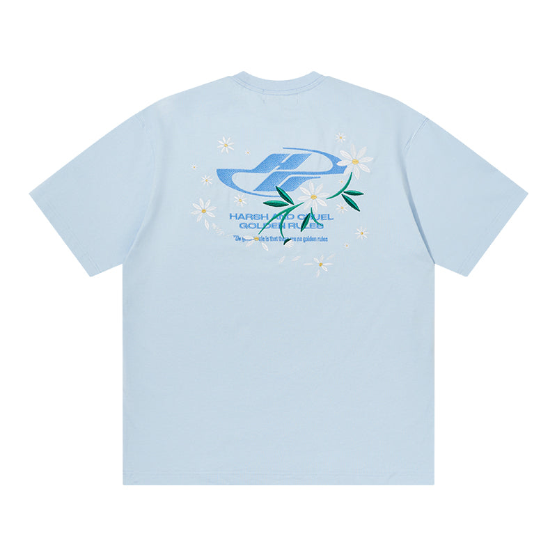 Embroidered Daisies Tee: HARSH & CRUEL