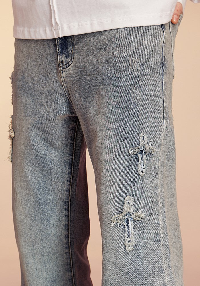 ICONSLAB Distressed Spike Denim Jeans