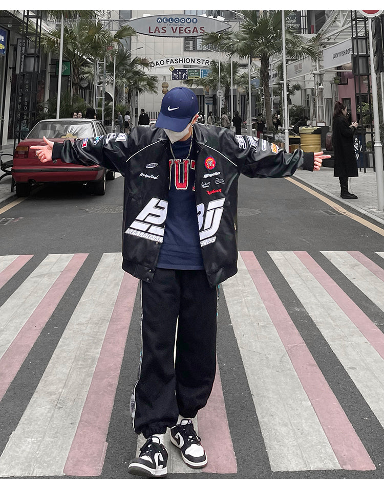 BJHG Distressed Biker Jacket with Patches