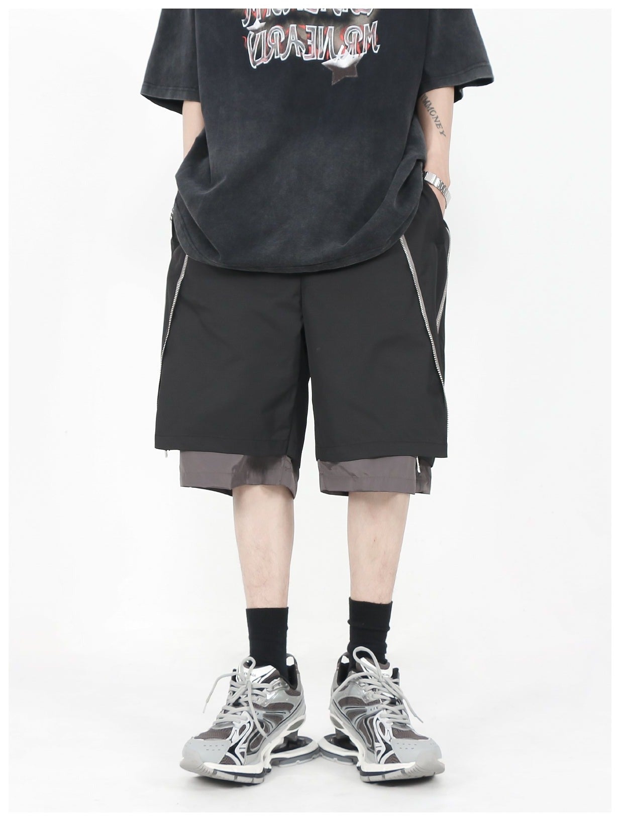MRNEARLY Multi-Layered Zip Shorts