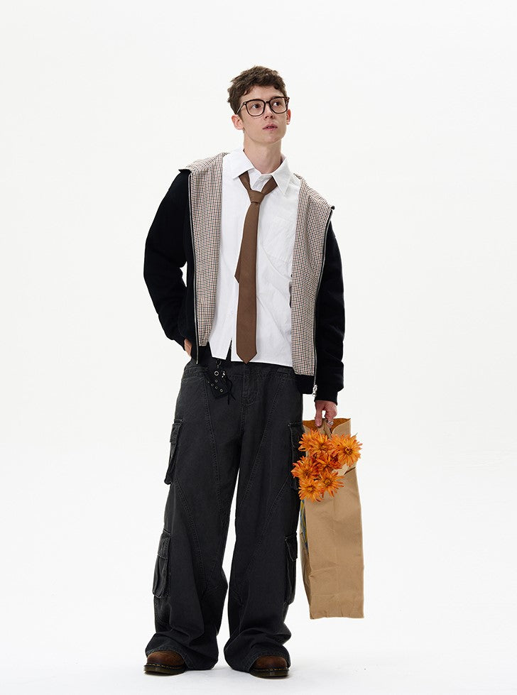 MADWITCH Double-Sided Plaid Zip-Up Hoodie