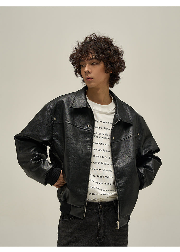 WLNEXT Vintage-Inspired Distressed Faux Leather Jacket