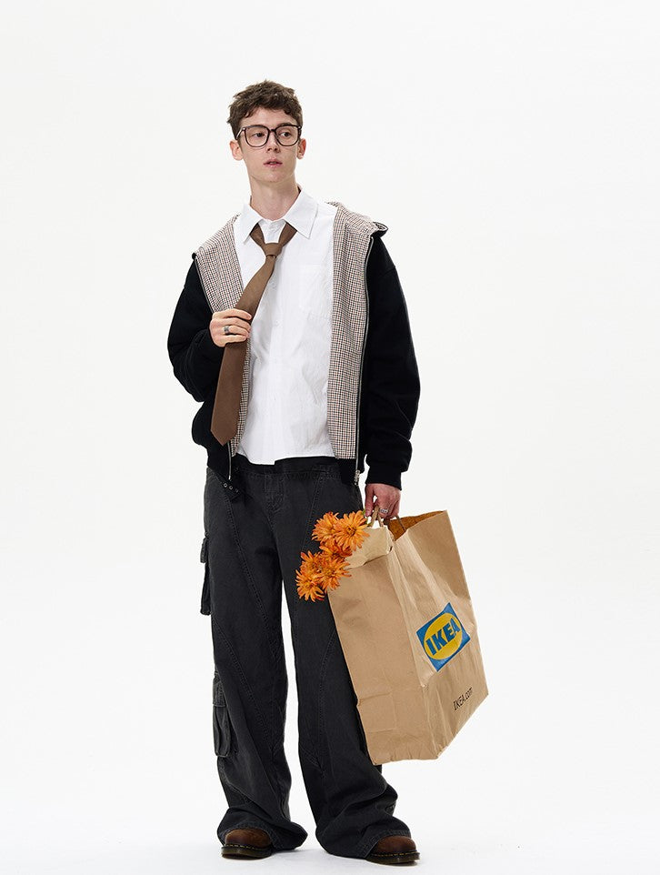 MADWITCH Double-Sided Plaid Zip-Up Hoodie