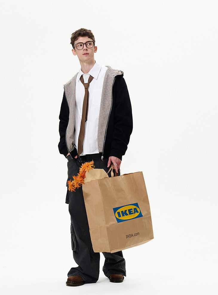 MADWITCH Double-Sided Plaid Zip-Up Hoodie