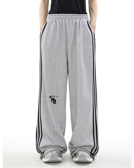 MRNEARLY Relaxed Fit Wide Leg Track Pants