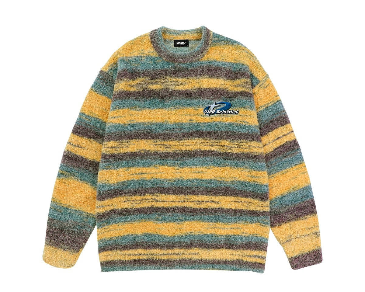BJHG Striped Sweater with Contrast Paint Design