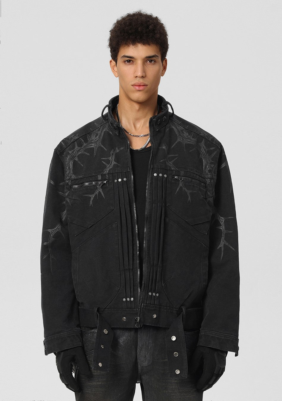 JHYQ Heavyweight Jacket with Embossed Thorn Design