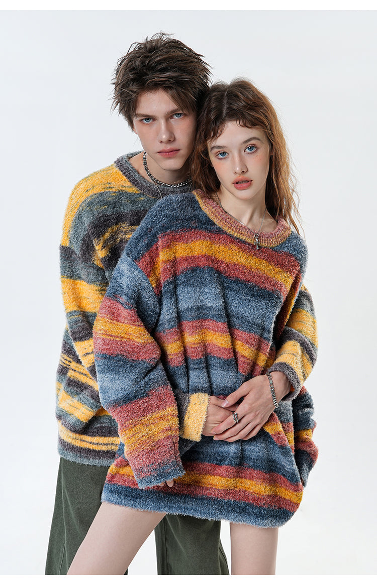 BJHG Striped Sweater with Contrast Paint Design
