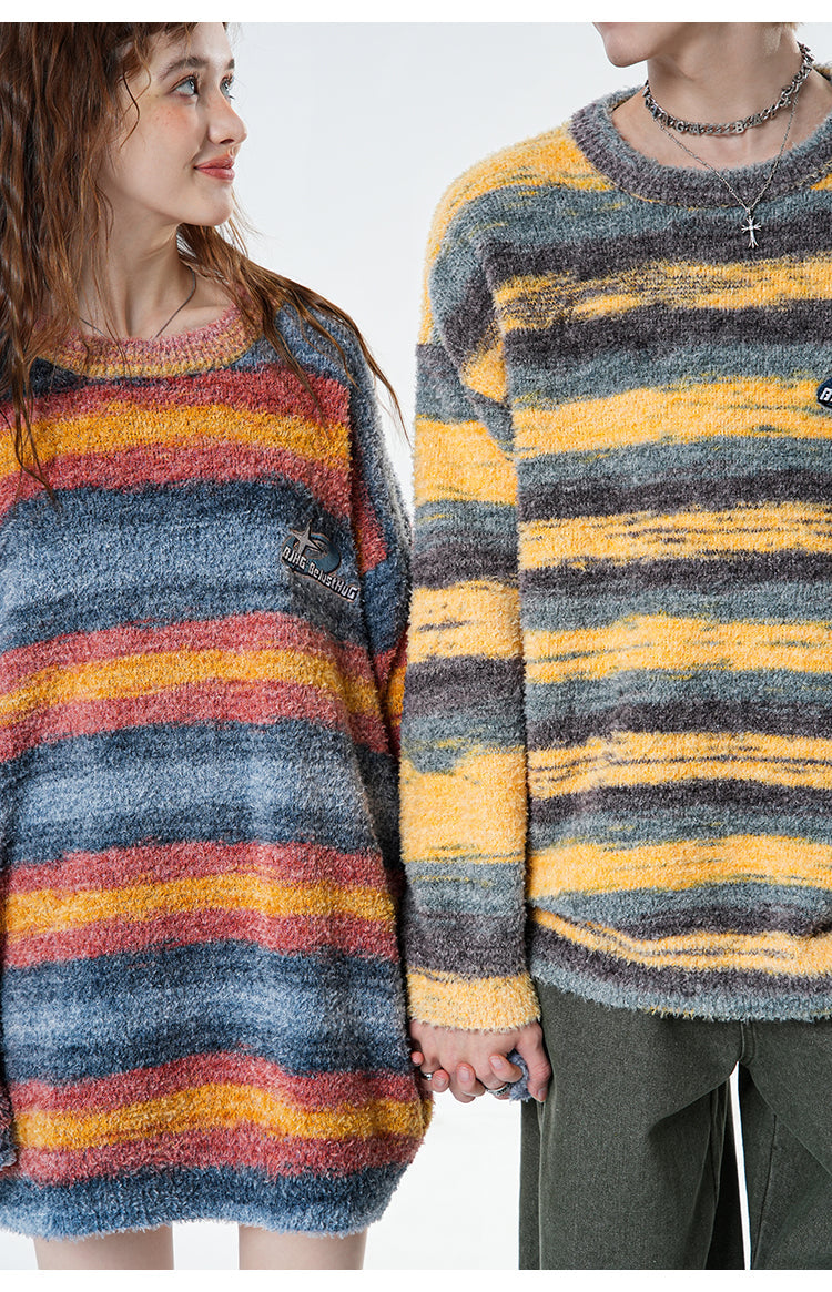 BJHG Striped Sweater with Contrast Paint Design