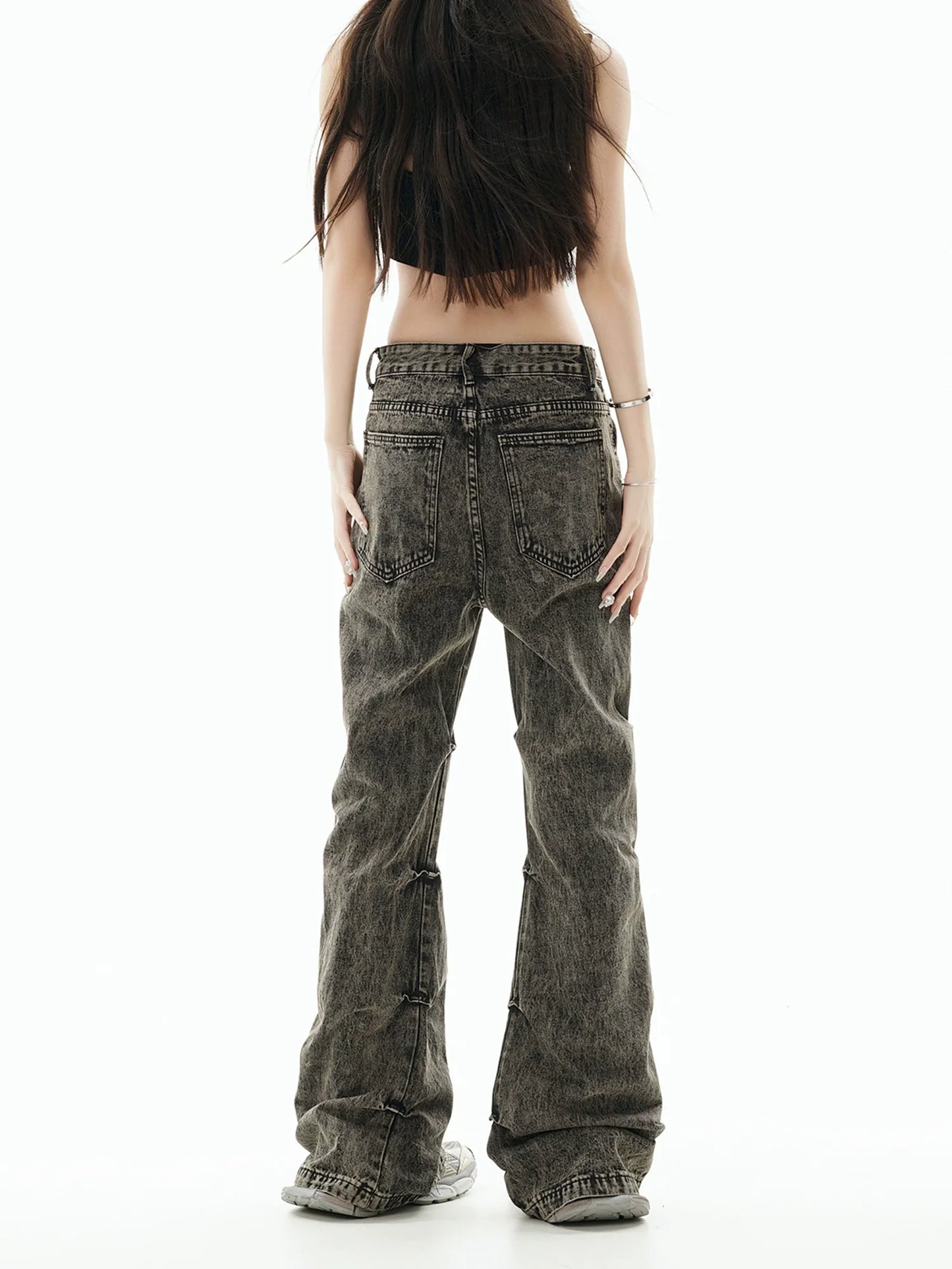 GCINIM Acid Wash Panel Jeans