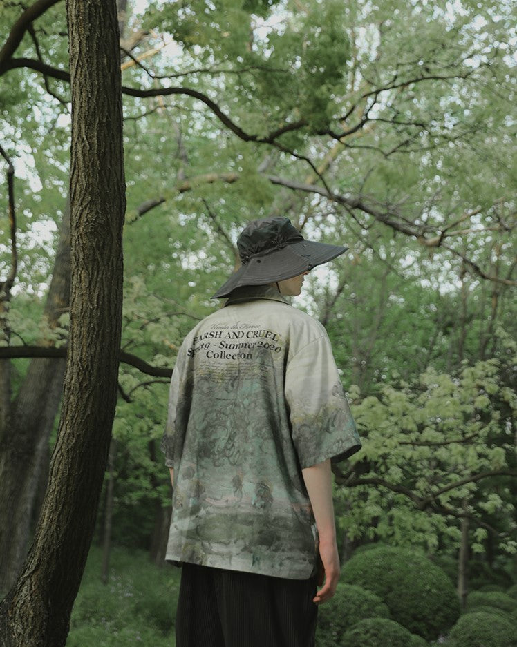 Bold and Edgy Autumn-Inspired Painted Button-Up