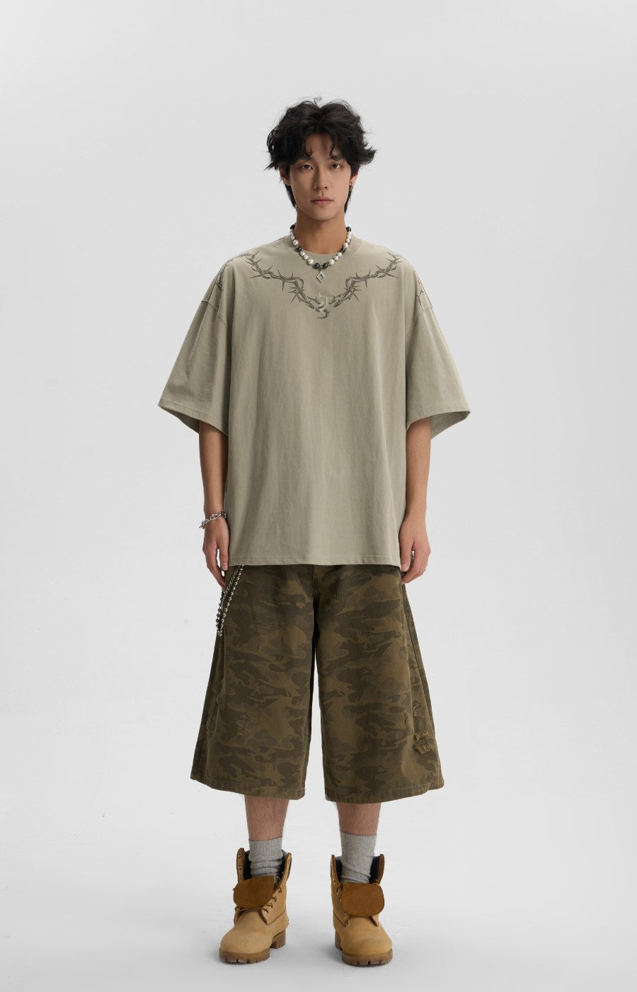 JHYQ Thorn Design Collar T-Shirt