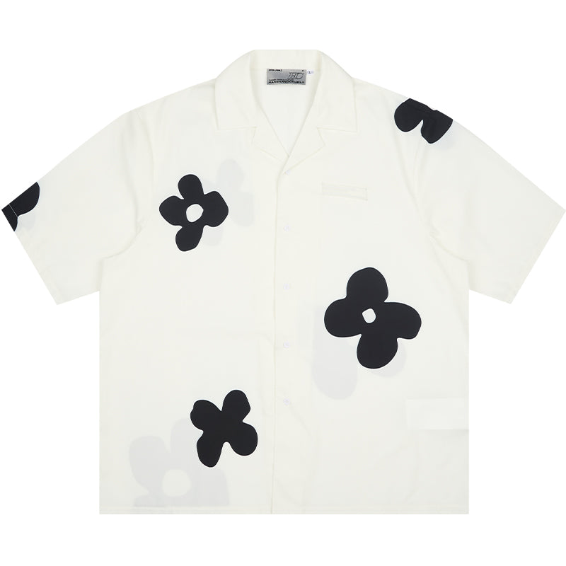 Bold and Edgy Solitary Flower Button-Up