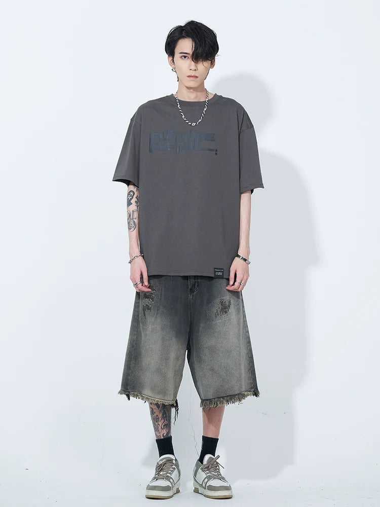 WLNEXT Retro Frayed Hem Denim Shorts