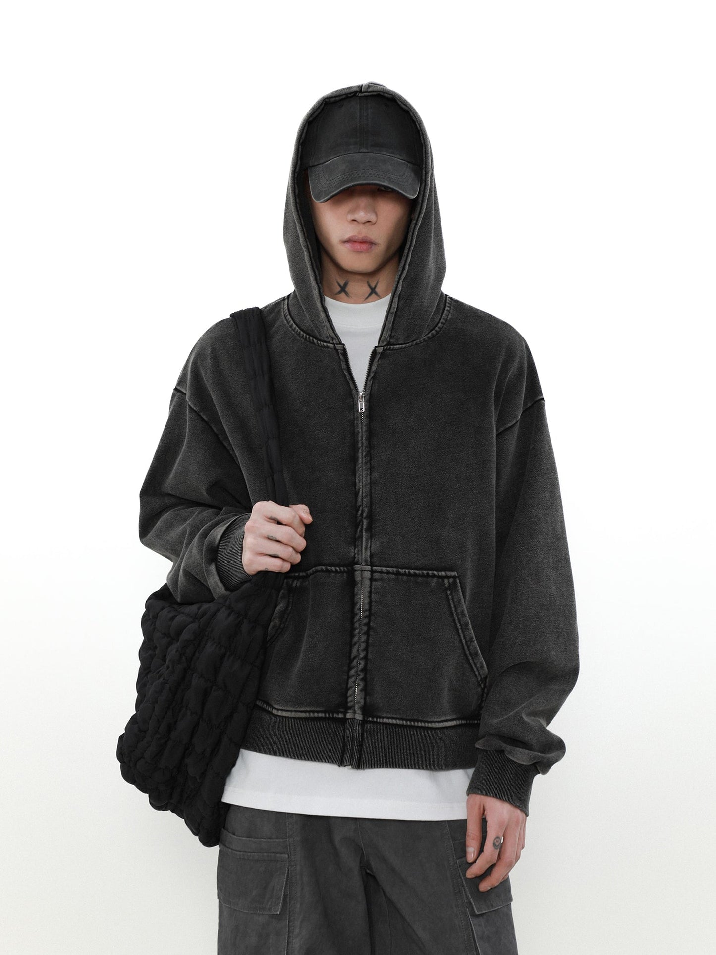 MRNEARLY Vintage Washed Heavyweight Zip Jacket