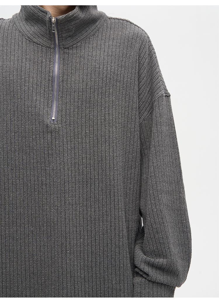 77F7GHT Ribbed Fleece Jacket with Quarter Zip