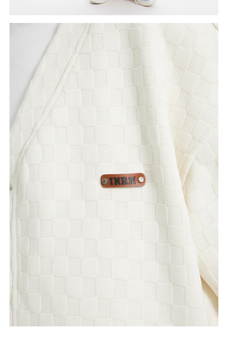 Textured Check Knit Cardigan by INRM