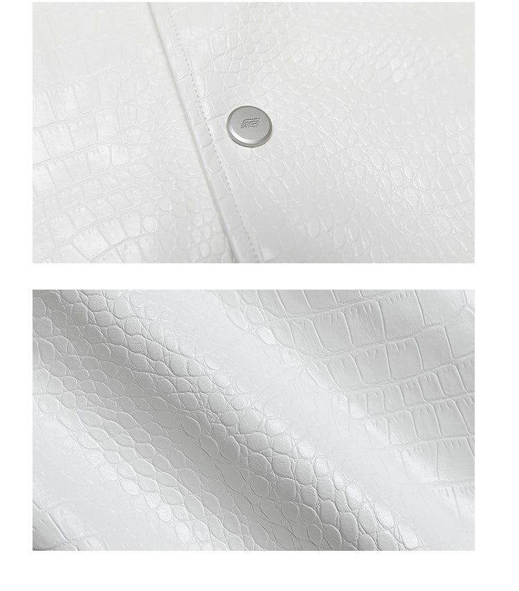 BJHG Faux-Leather Biker Jacket with Croc Texture