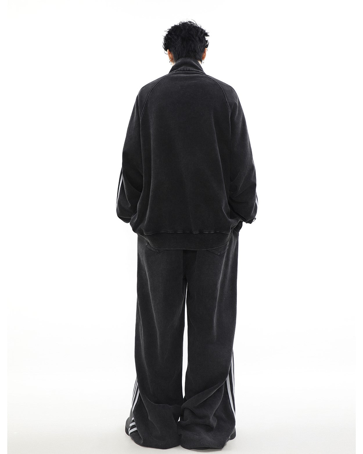 MRNEARLY Relaxed Fit Wide Leg Track Pants