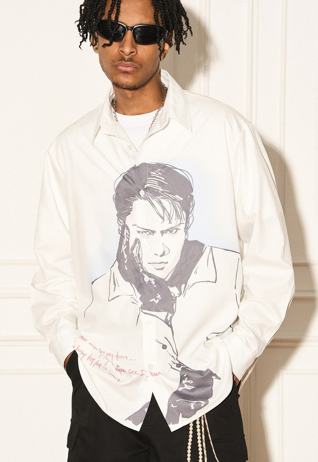 Reverse Irony Long Sleeve Button-Up Portrait Shirt