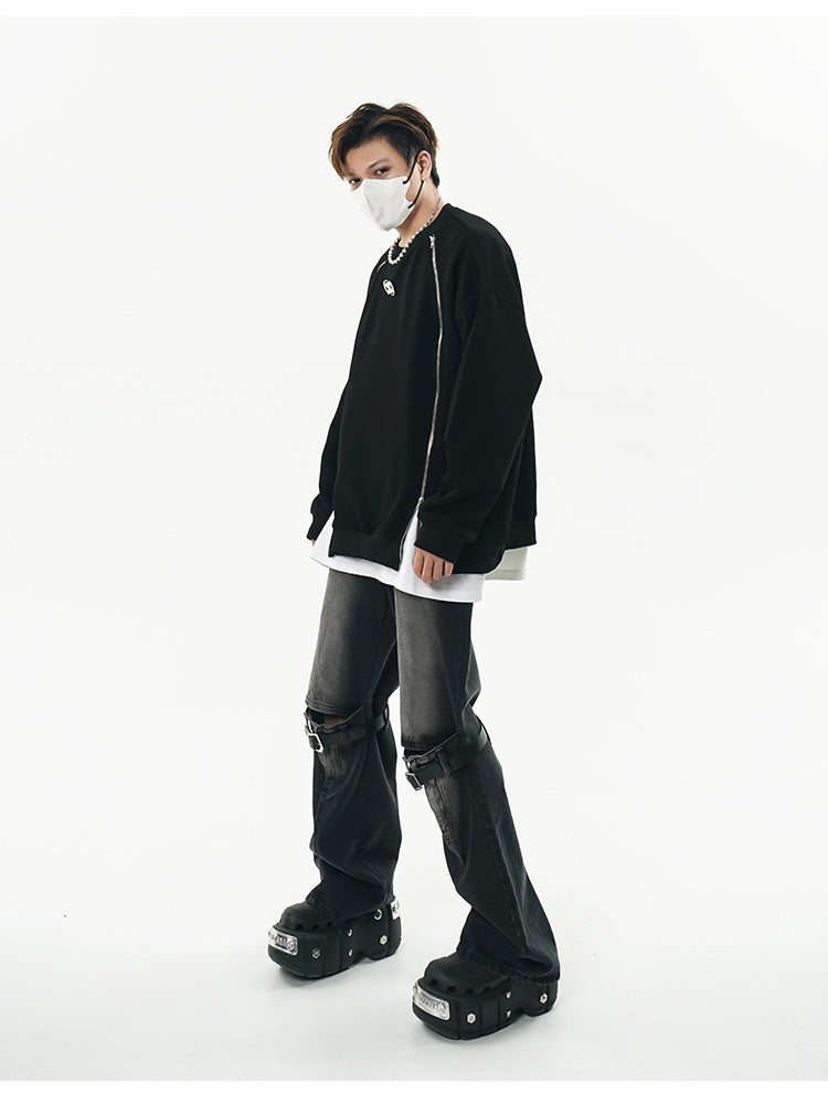 GCINIM Distressed Buckle-Knee Denim