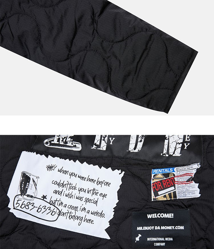 MEDM Quilted Jacket with Patched Flyer Design