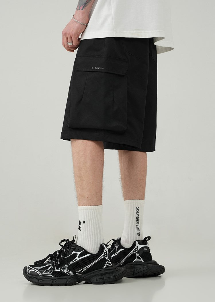 BJHG Drawstring Cargo Shorts with Pleated Design